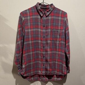 Madewell Red Blue Ex-Boyfriend Flannel Plaid Casual Button Up Long Sleeve Shirt